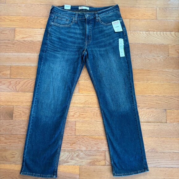 NEW Signature Levi's Strauss Mens 33x30 Straight Fit Relaxed Jeans Dark Wash - Picture 2 of 8